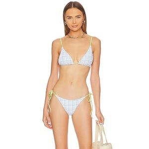 L*Space Brittany  Lenox bottom—light blue and yellow plaid print, M